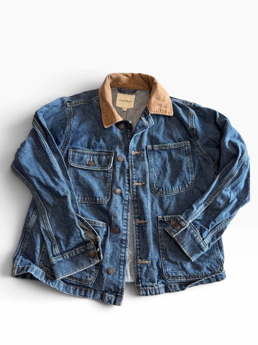 Lucky Brand Denim Chore Jacket with Corduroy Collar - Size S